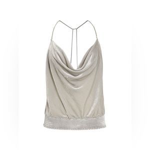 Ramy Brook Silver-Beige Velvet Cowl Neck Camisole